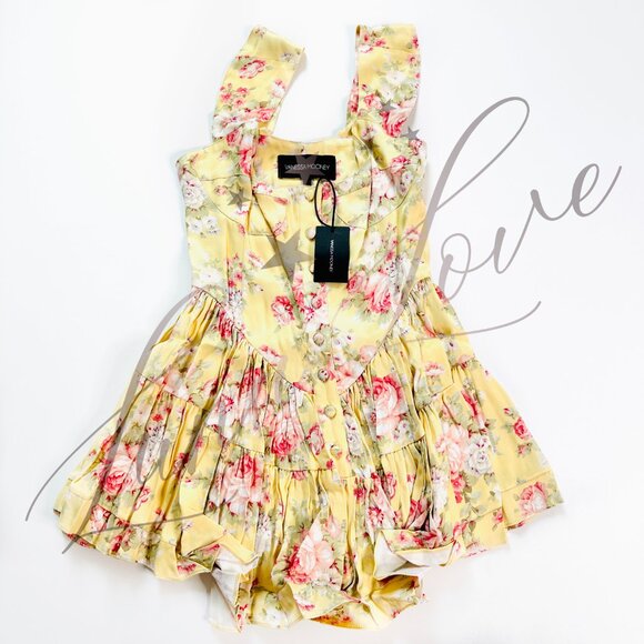 VANESSA MOONEY The Elisabeth Romper Dress In Yellow Rose NWT - Picture 3 of 10